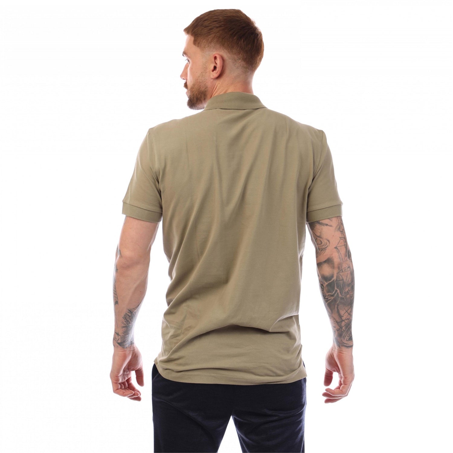 Green - Back - Boss Mens Logo Cotton Polo Shirt
