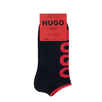 Black - Side - Hugo Unisex Adult Logo Ankle Socks (Pack of 2)