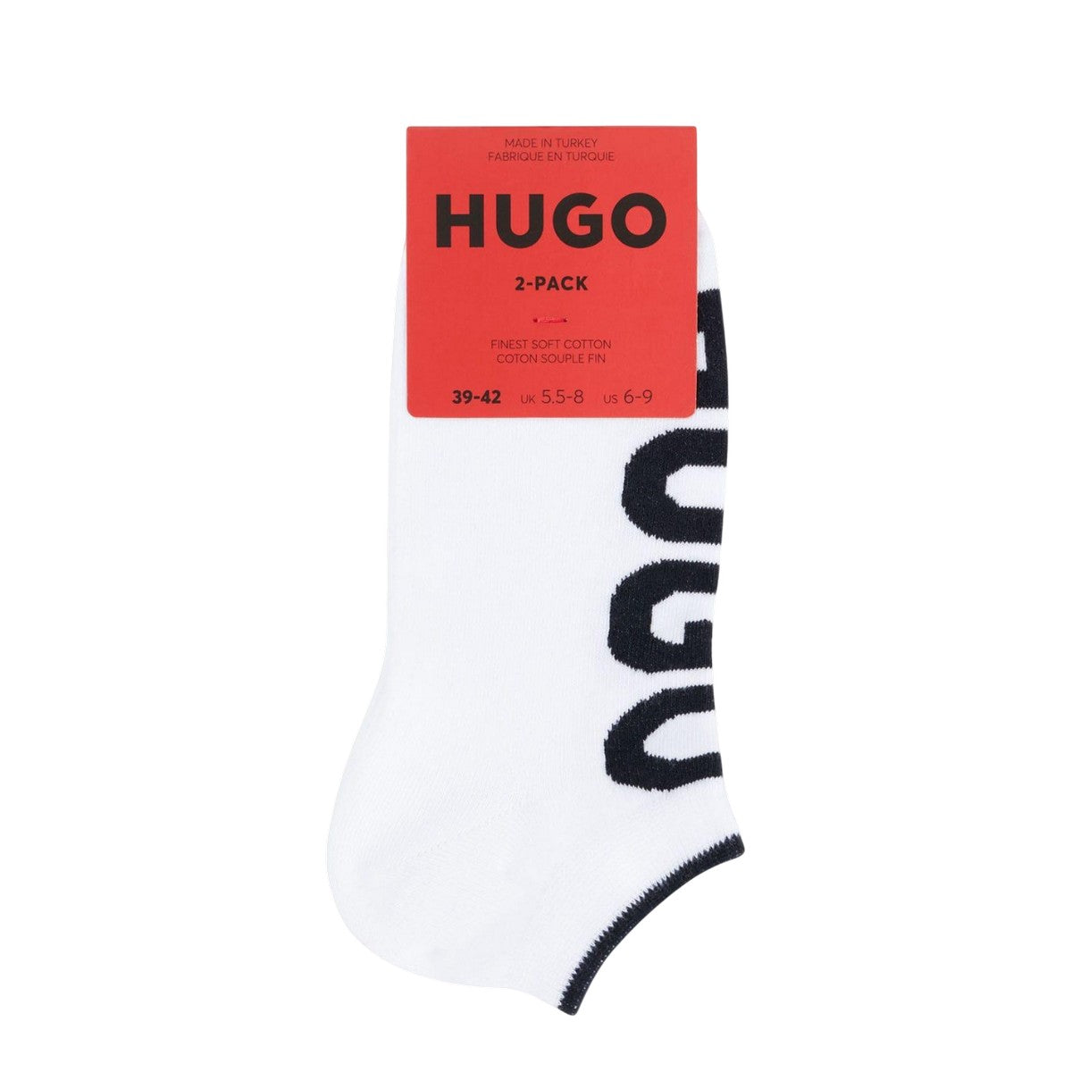 White - Side - Hugo Unisex Adult Logo Ankle Socks (Pack of 2)