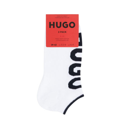 White - Side - Hugo Unisex Adult Logo Ankle Socks (Pack of 2)