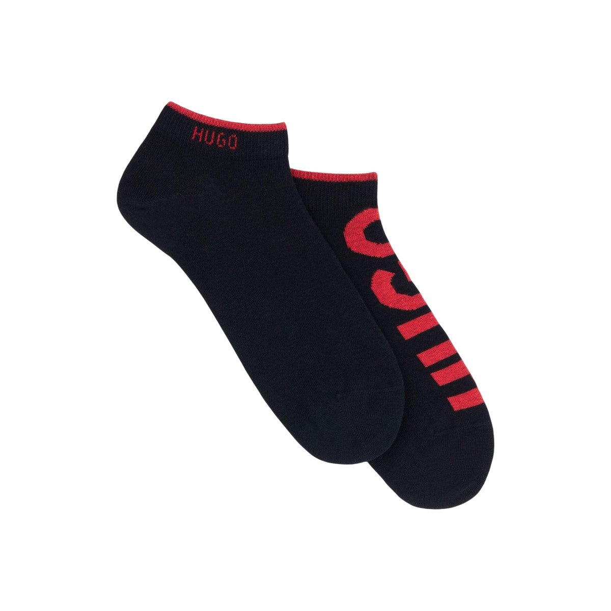Black - Front - Hugo Unisex Adult Logo Ankle Socks (Pack of 2)
