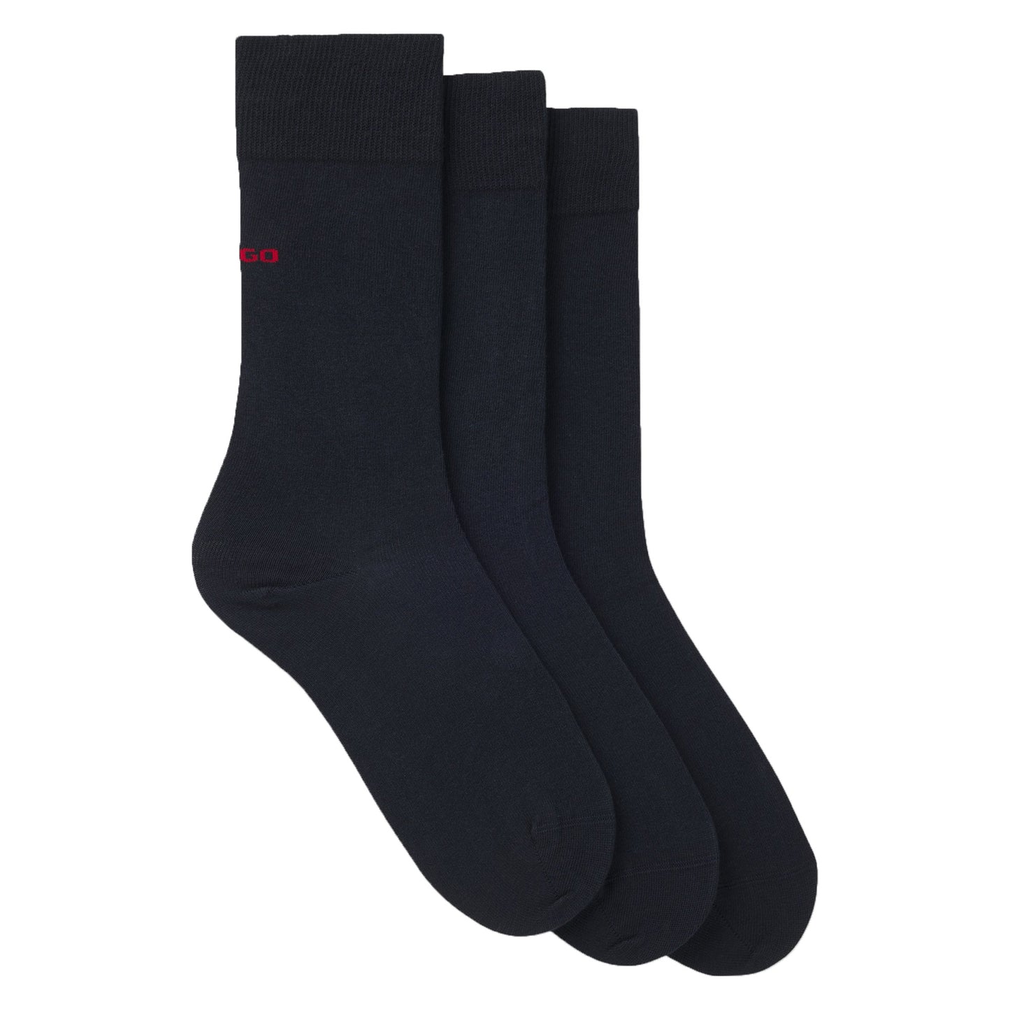 Dark Blue - Front - Hugo Unisex Adult Plain Logo Socks (Pack of 3)