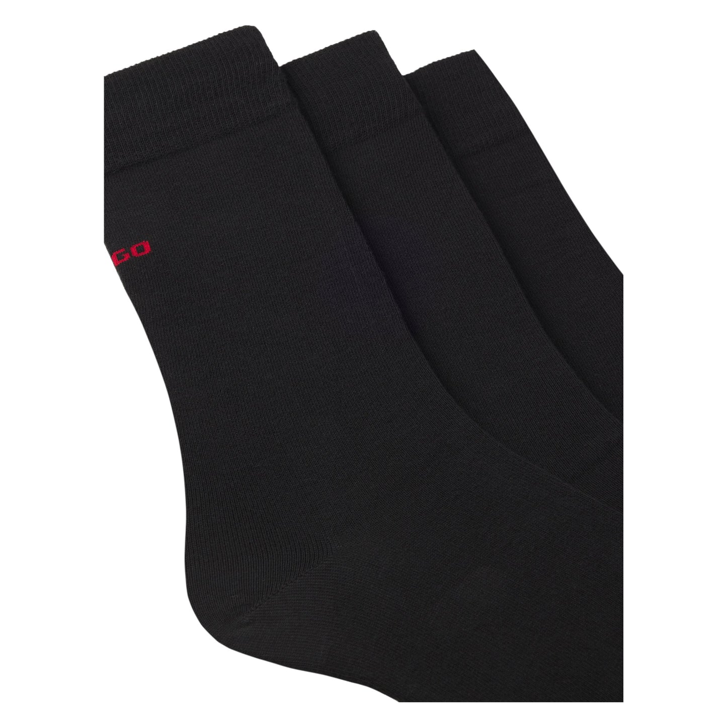 Black - Back - Hugo Unisex Adult Plain Logo Socks (Pack of 3)