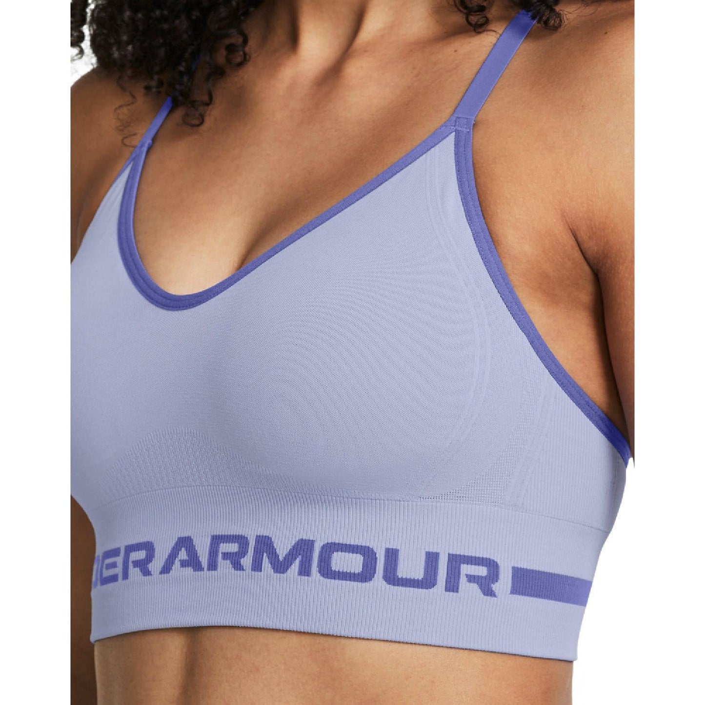 Purple - Side - Under Armour Womens-Ladies Seamless Sports Bra