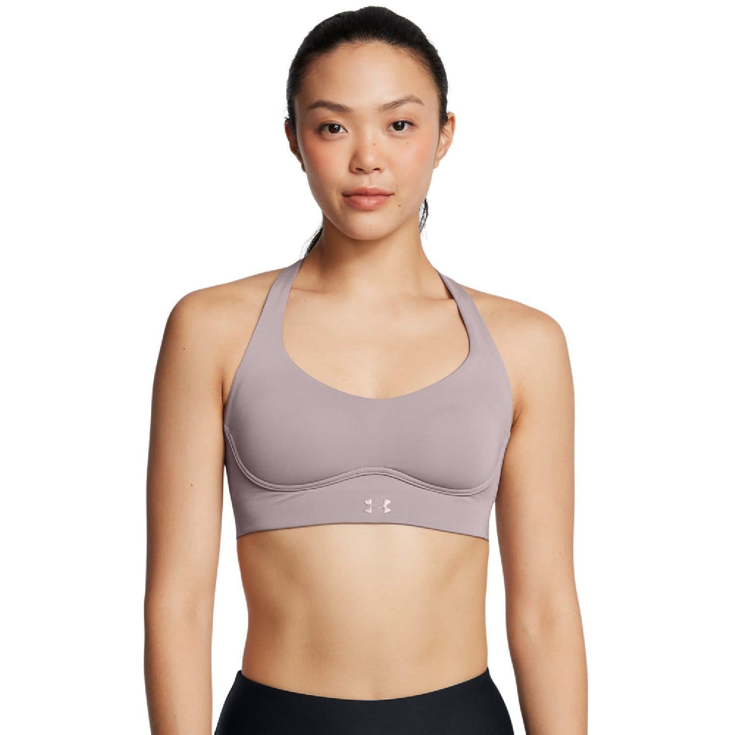 Grey - Side - Under Armour Womens-Ladies Medium Support Sports Bra