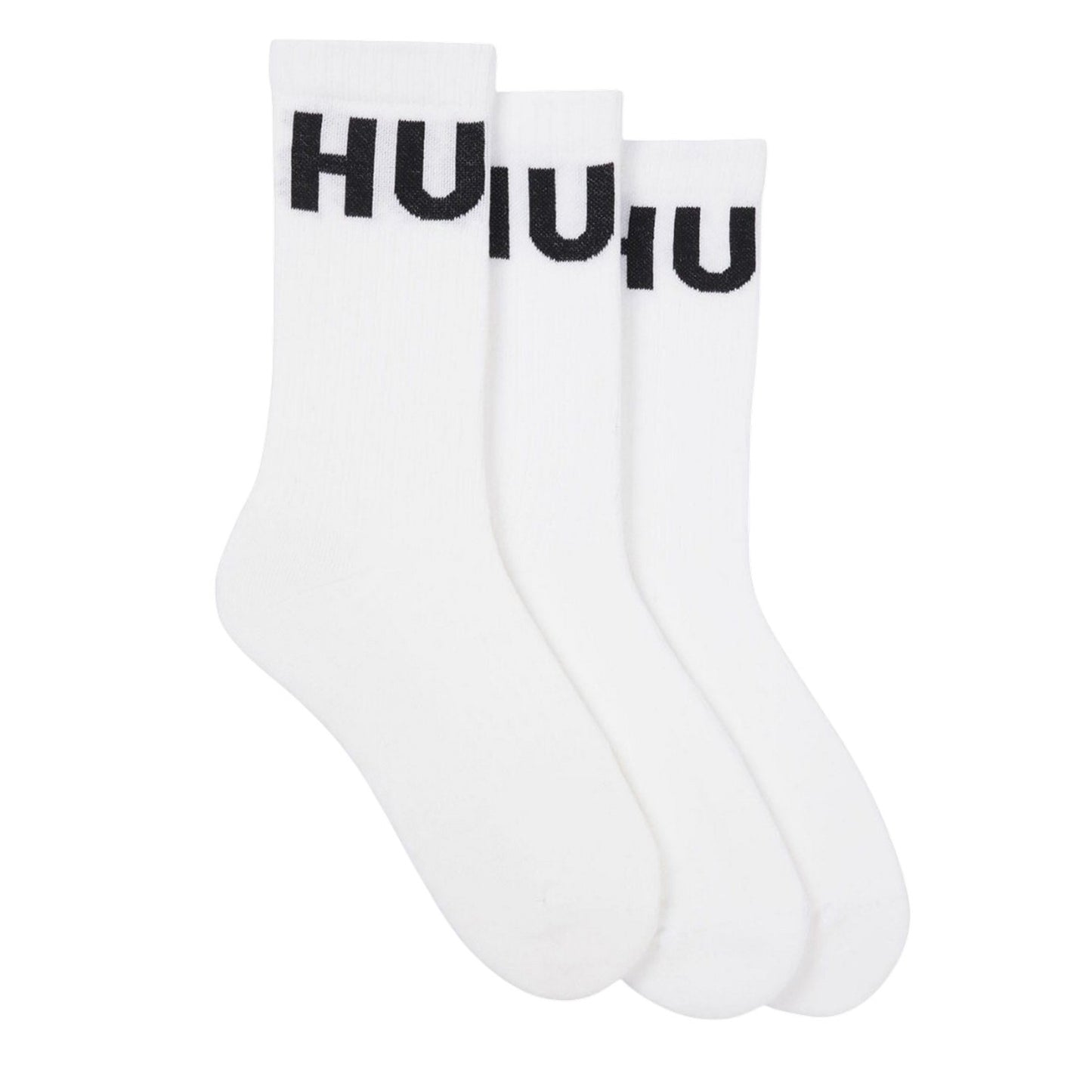 White - Front - Hugo Unisex Adult Iconic Contrast Logo Socks (Pack of 3)