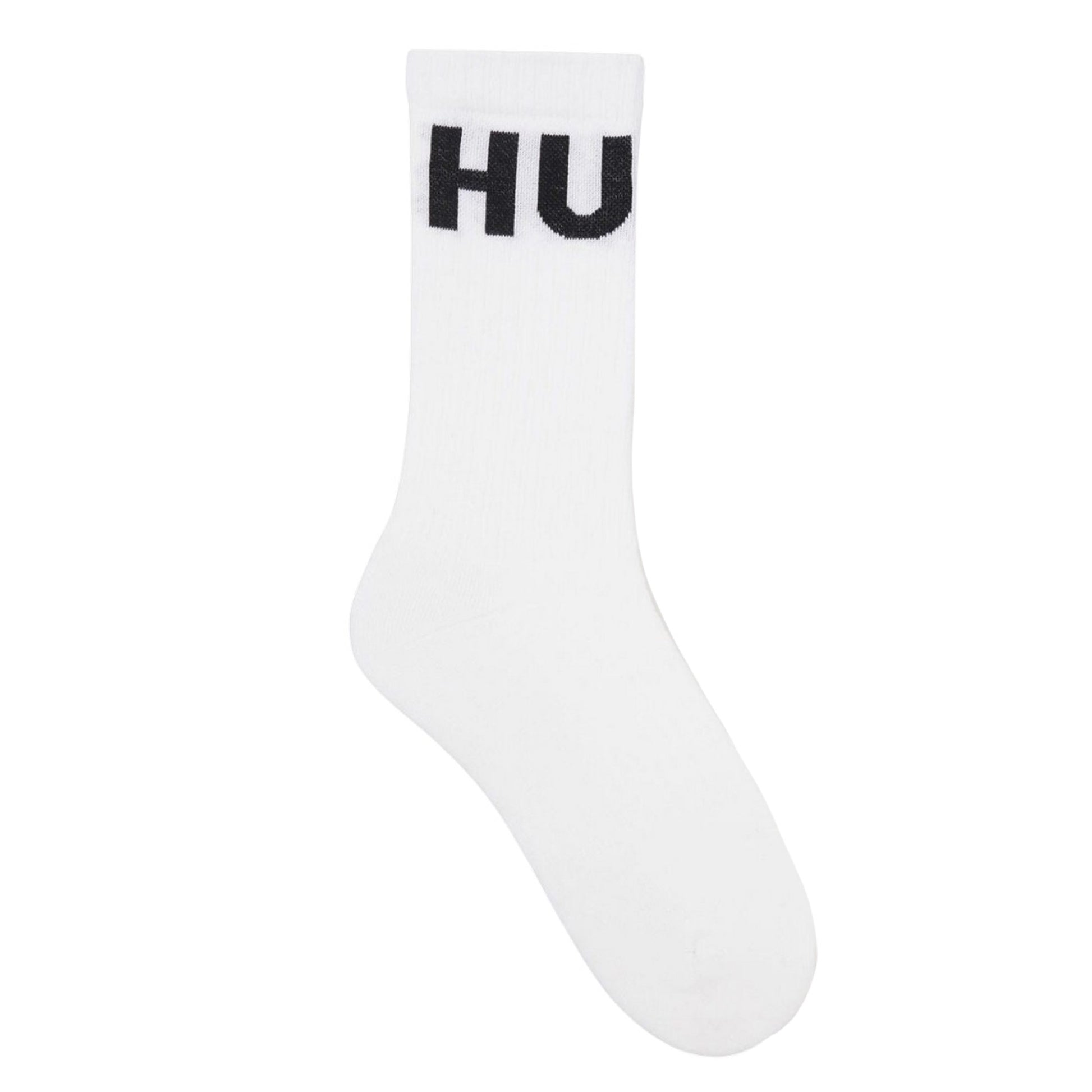 White - Side - Hugo Unisex Adult Iconic Contrast Logo Socks (Pack of 3)