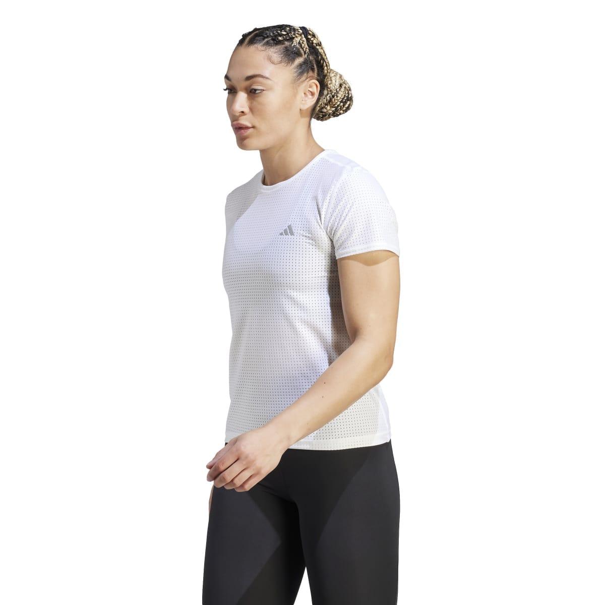 White - Side - Adidas Womens-Ladies Fast Running T-Shirt