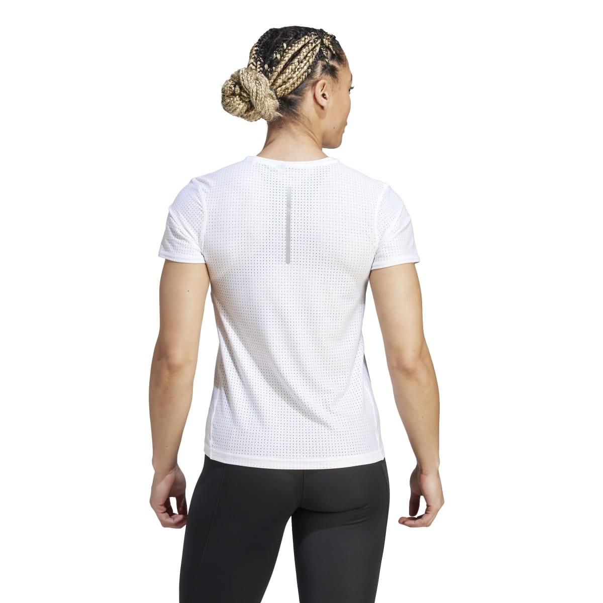 White - Back - Adidas Womens-Ladies Fast Running T-Shirt