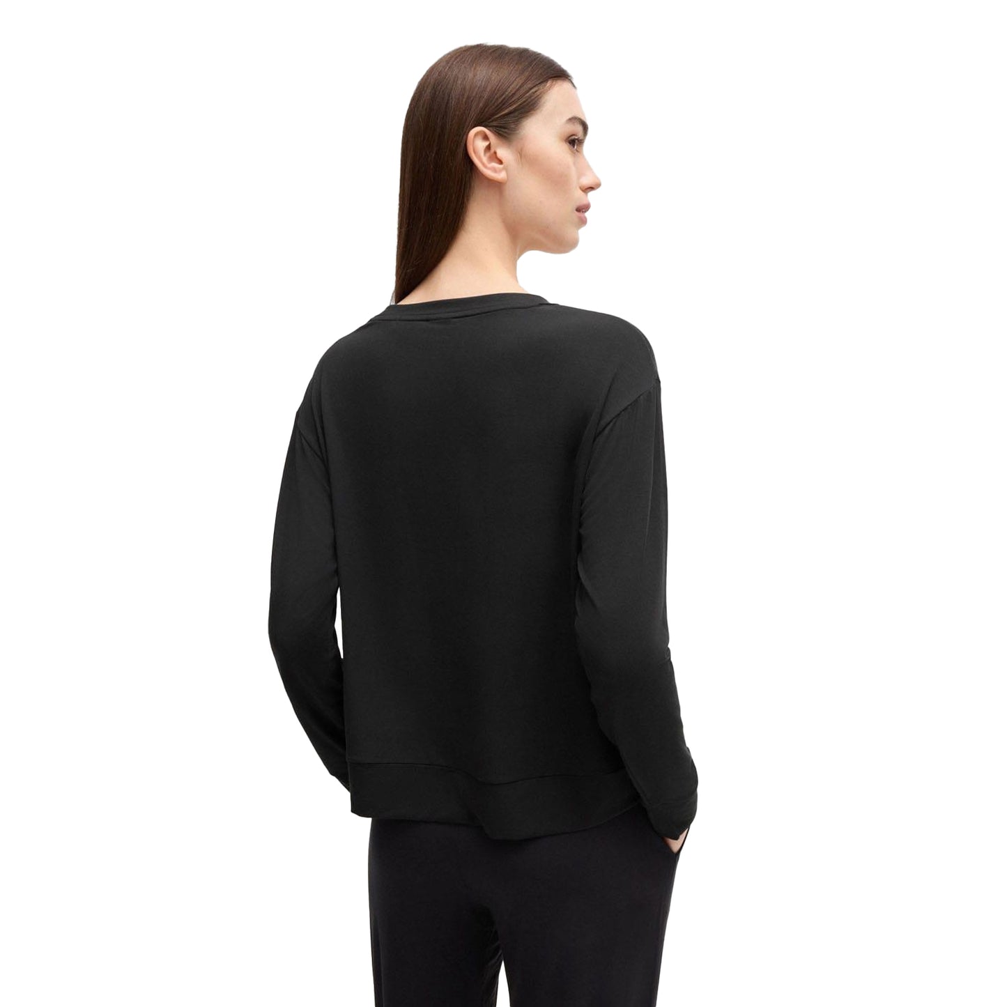 Black - Back - Hugo Womens-Ladies Unite Long-Sleeved Pyjama Top