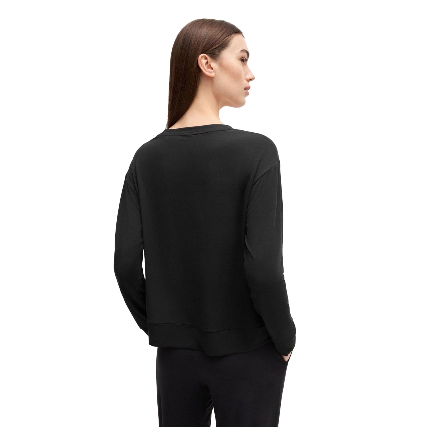 Black - Back - Hugo Womens-Ladies Unite Long-Sleeved Pyjama Top