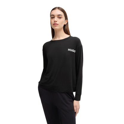 Black - Side - Hugo Womens-Ladies Unite Long-Sleeved Pyjama Top