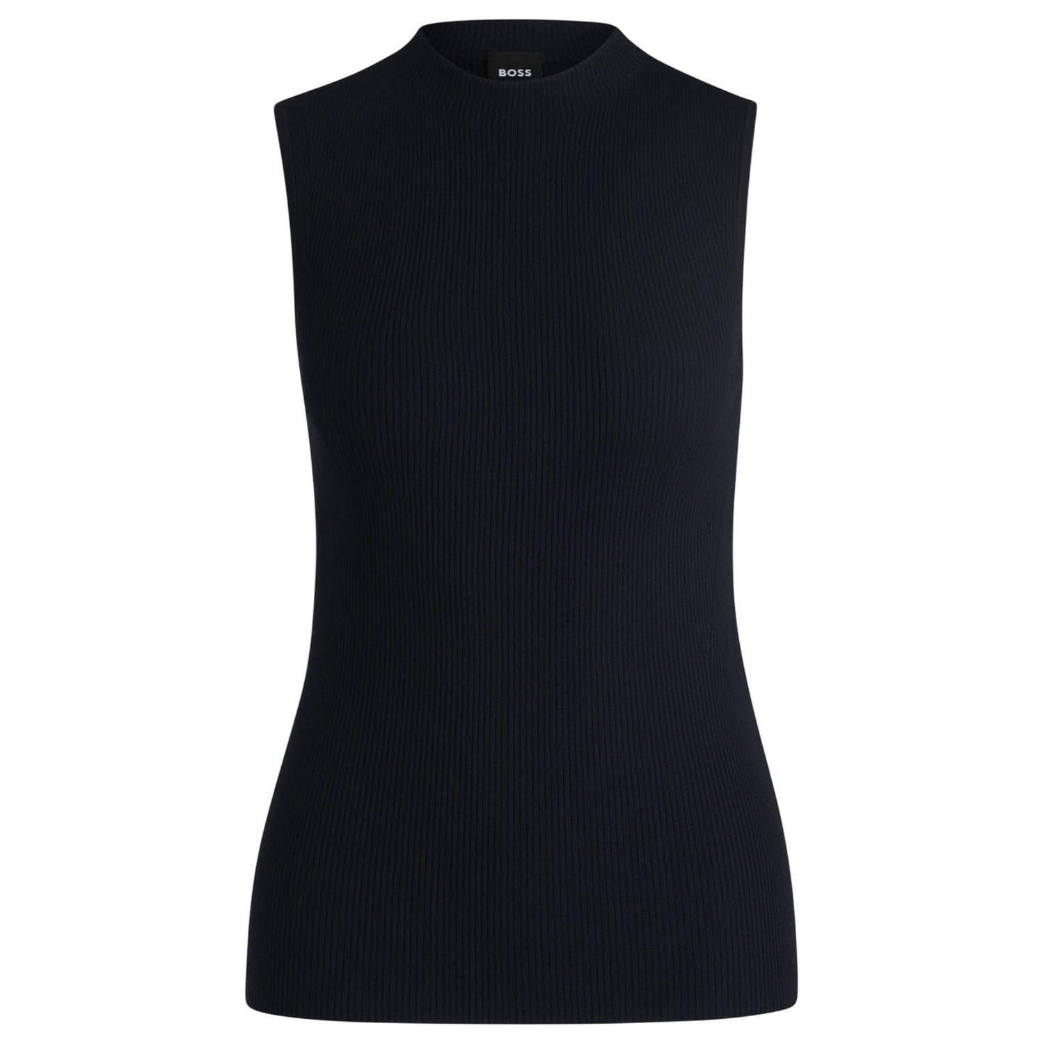Dark Blue - Front - Boss Womens-Ladies Feskies Ribbed Mock Neck Top