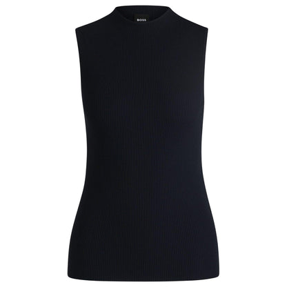 Dark Blue - Front - Boss Womens-Ladies Feskies Ribbed Mock Neck Top