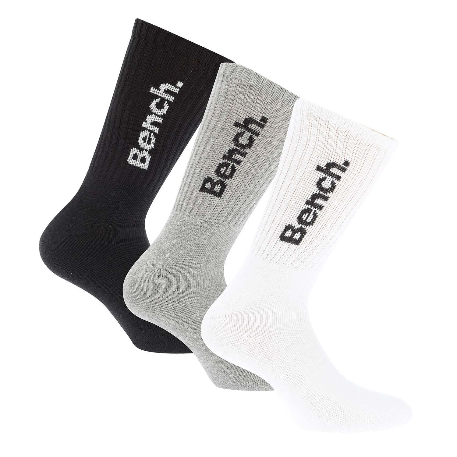 Black-White-Grey - Front - Bench Unisex Adult Daxter Crew Socks (Pack of 6)
