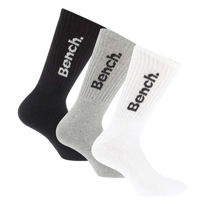 Black-White-Grey - Front - Bench Unisex Adult Daxter Crew Socks (Pack of 6)