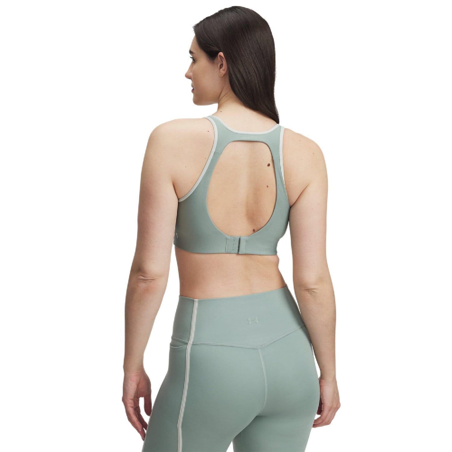 Green - Back - Under Armour Womens-Ladies Infinity Piped Sports Bra