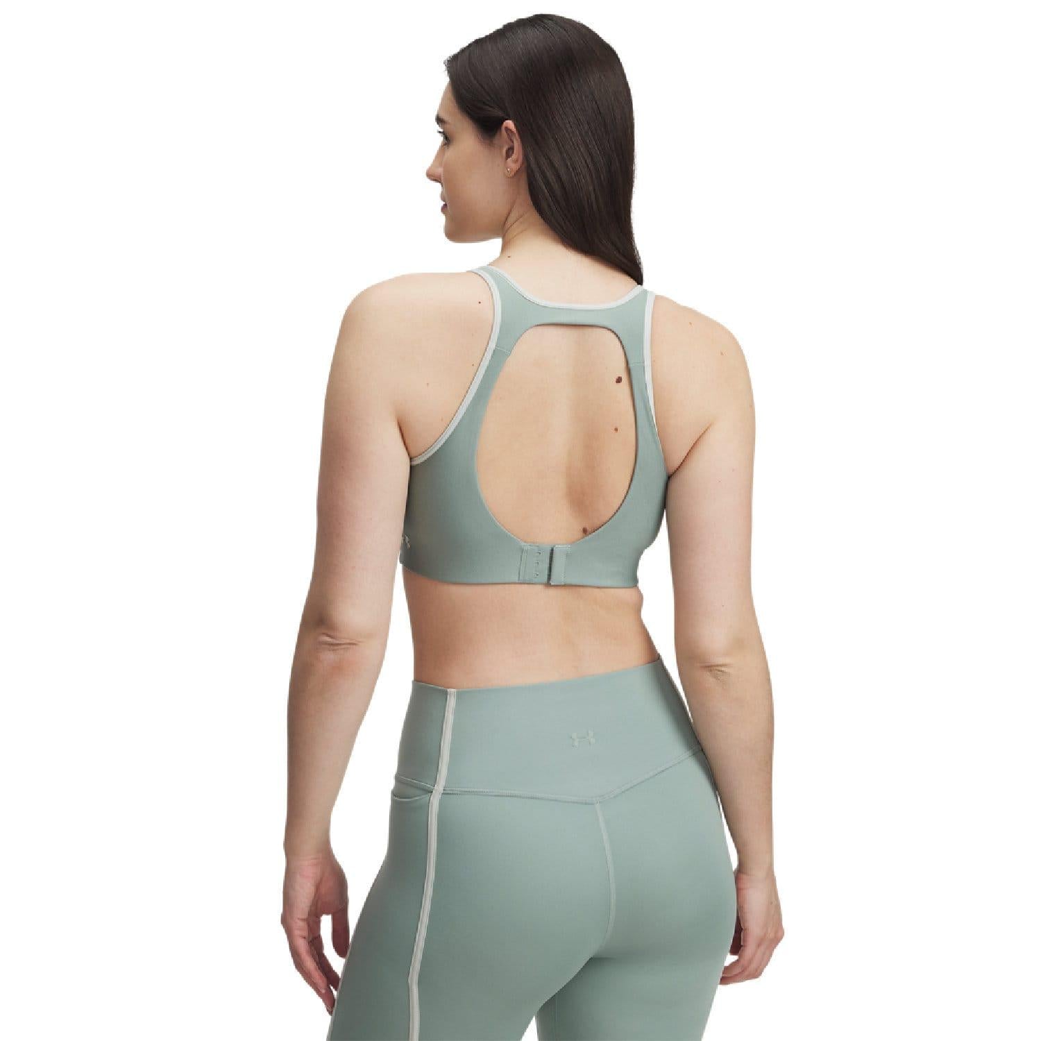 Green - Back - Under Armour Womens-Ladies Infinity Piped Sports Bra