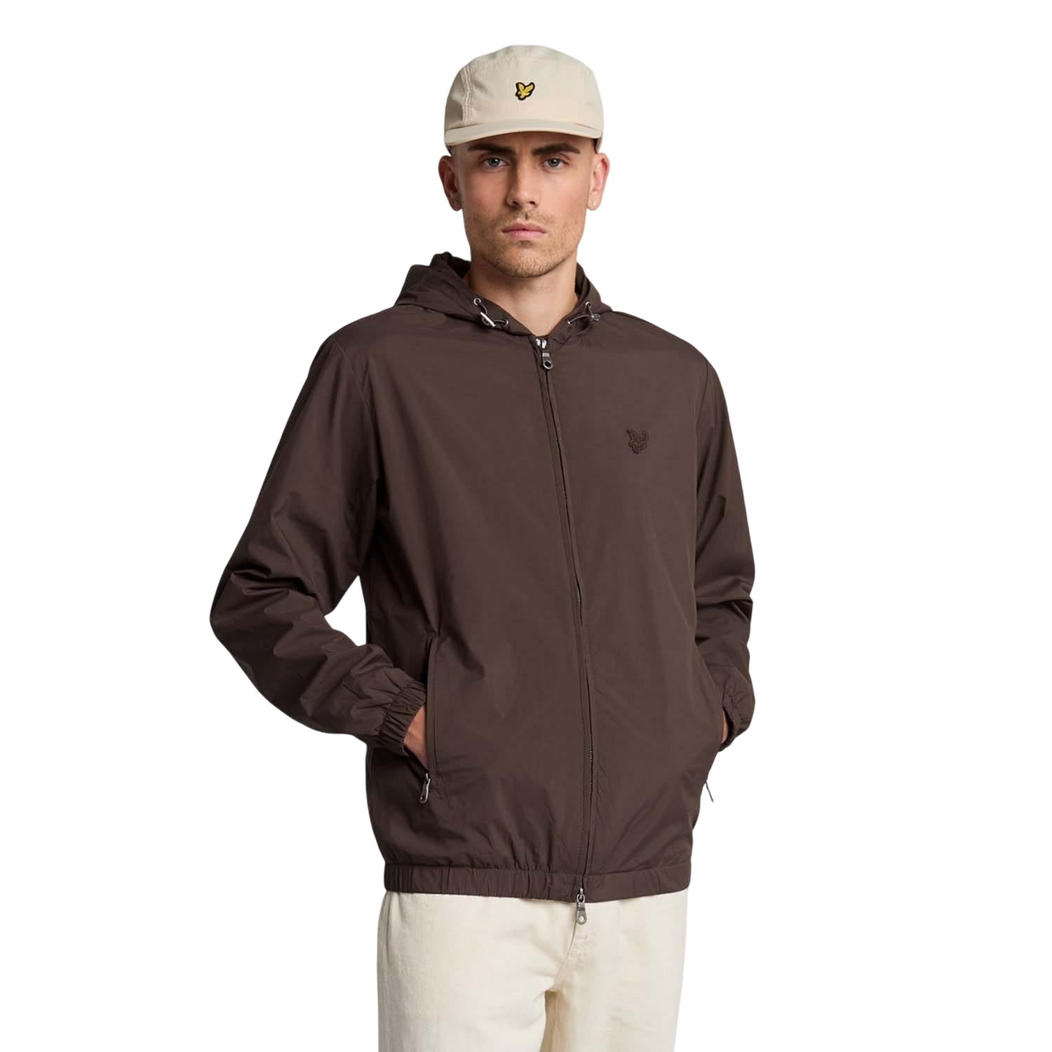 Green - Side - Lyle & Scott Mens Tonal Eagle Hooded Bomber Jacket