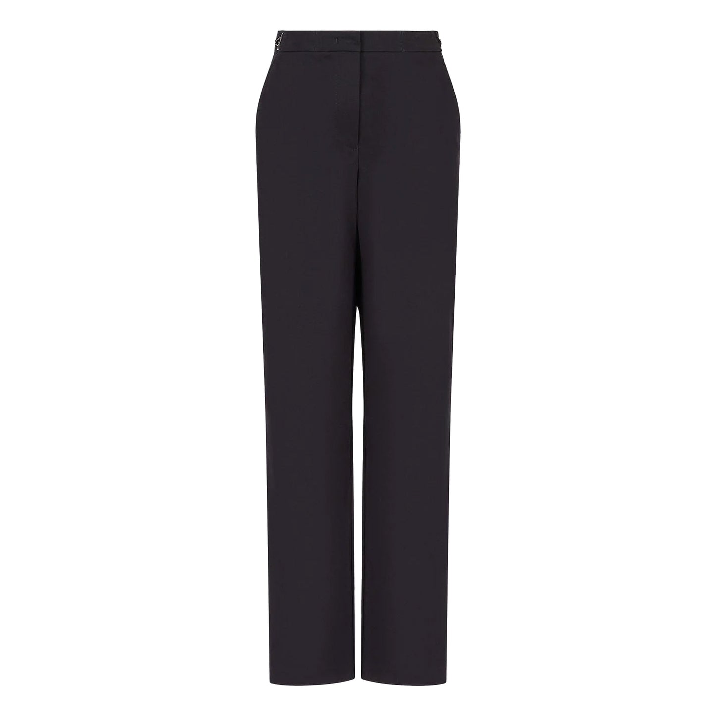 Navy - Front - Emporio Armani Womens-Ladies High Waist Straight Leg Trousers