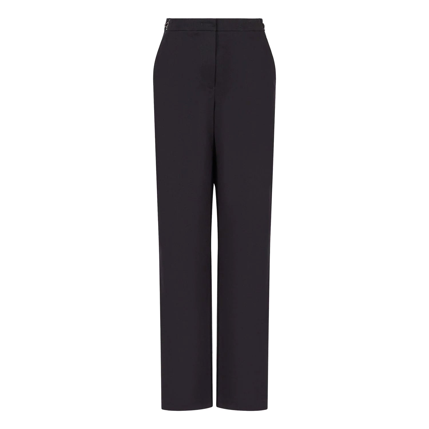 Navy - Front - Emporio Armani Womens-Ladies High Waist Straight Leg Trousers