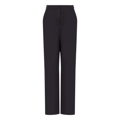 Navy - Front - Emporio Armani Womens-Ladies High Waist Straight Leg Trousers