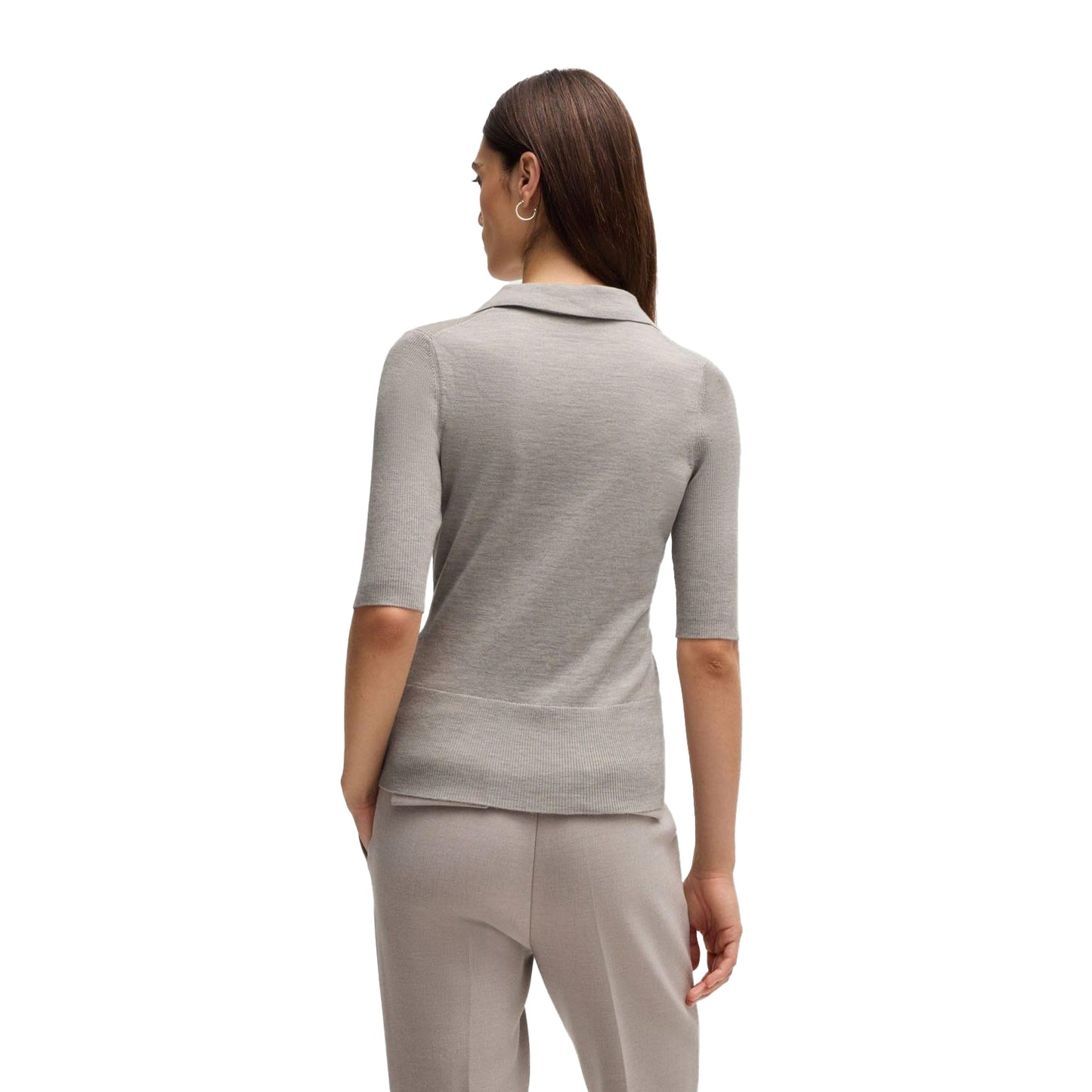 Grey - Back - Boss Womens-Ladies Fatirame Button Sweater Top