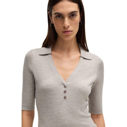 Grey - Side - Boss Womens-Ladies Fatirame Button Sweater Top