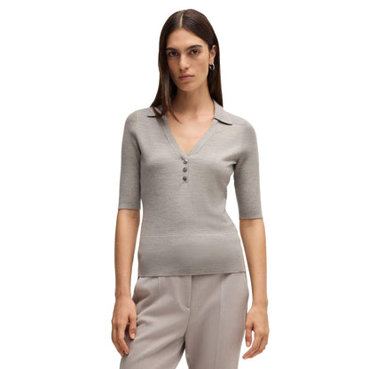 Grey - Lifestyle - Boss Womens-Ladies Fatirame Button Sweater Top