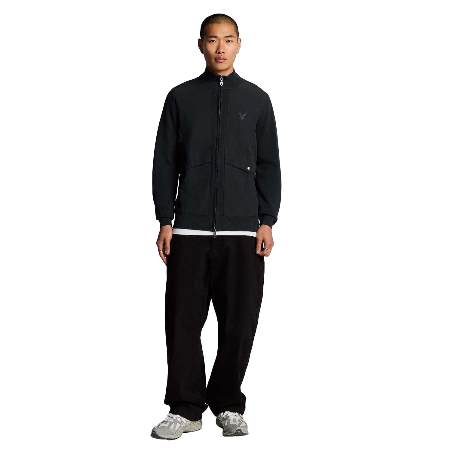Blue - Pack Shot - Lyle & Scott Mens Milano Knitted Hybrid Jacket