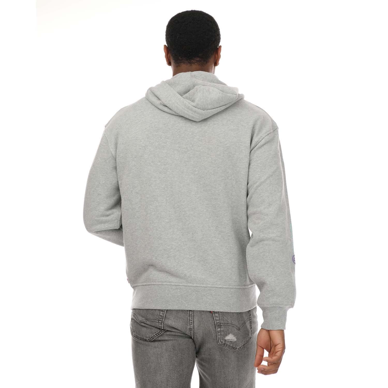 Grey - Back - Levis Mens Graphic Relaxed Fit Hoodie