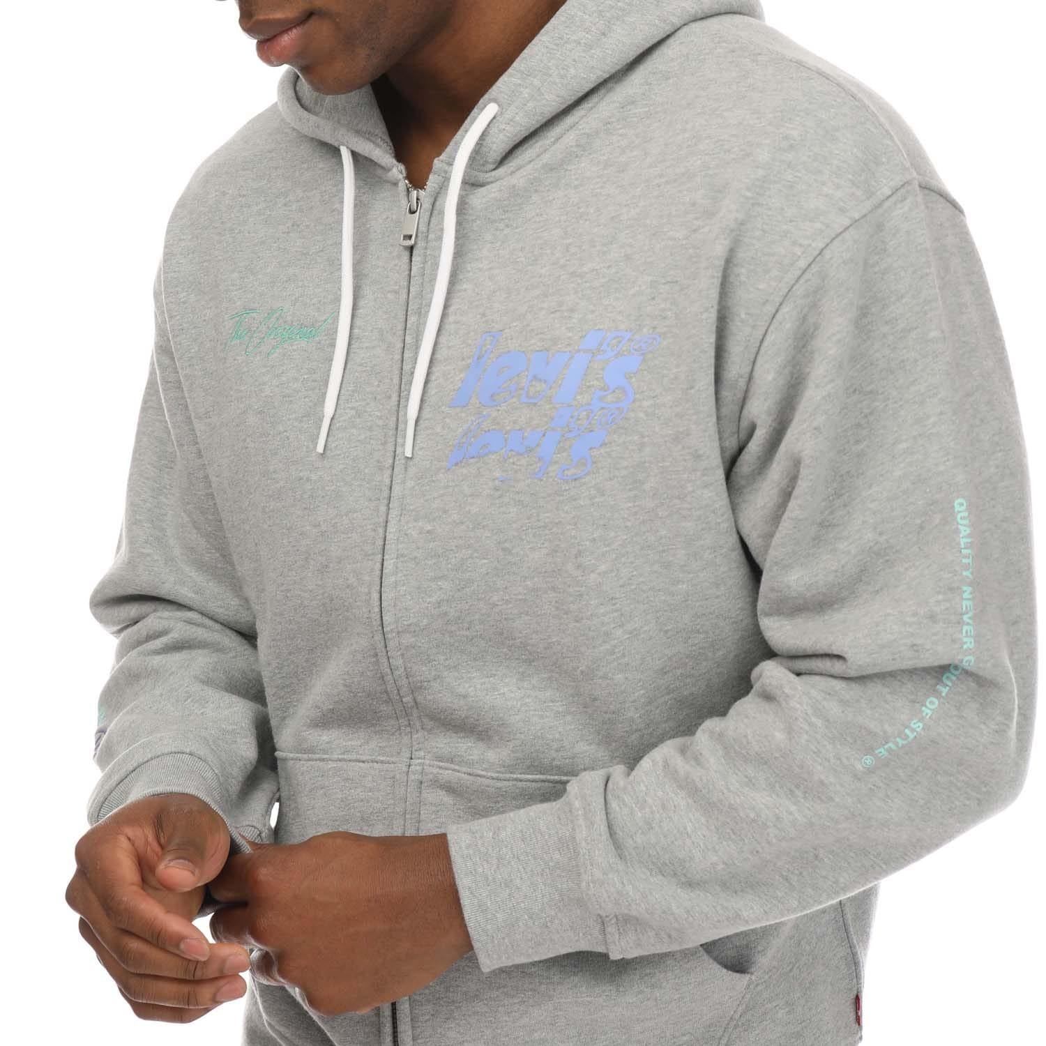 Grey - Side - Levis Mens Graphic Relaxed Fit Hoodie