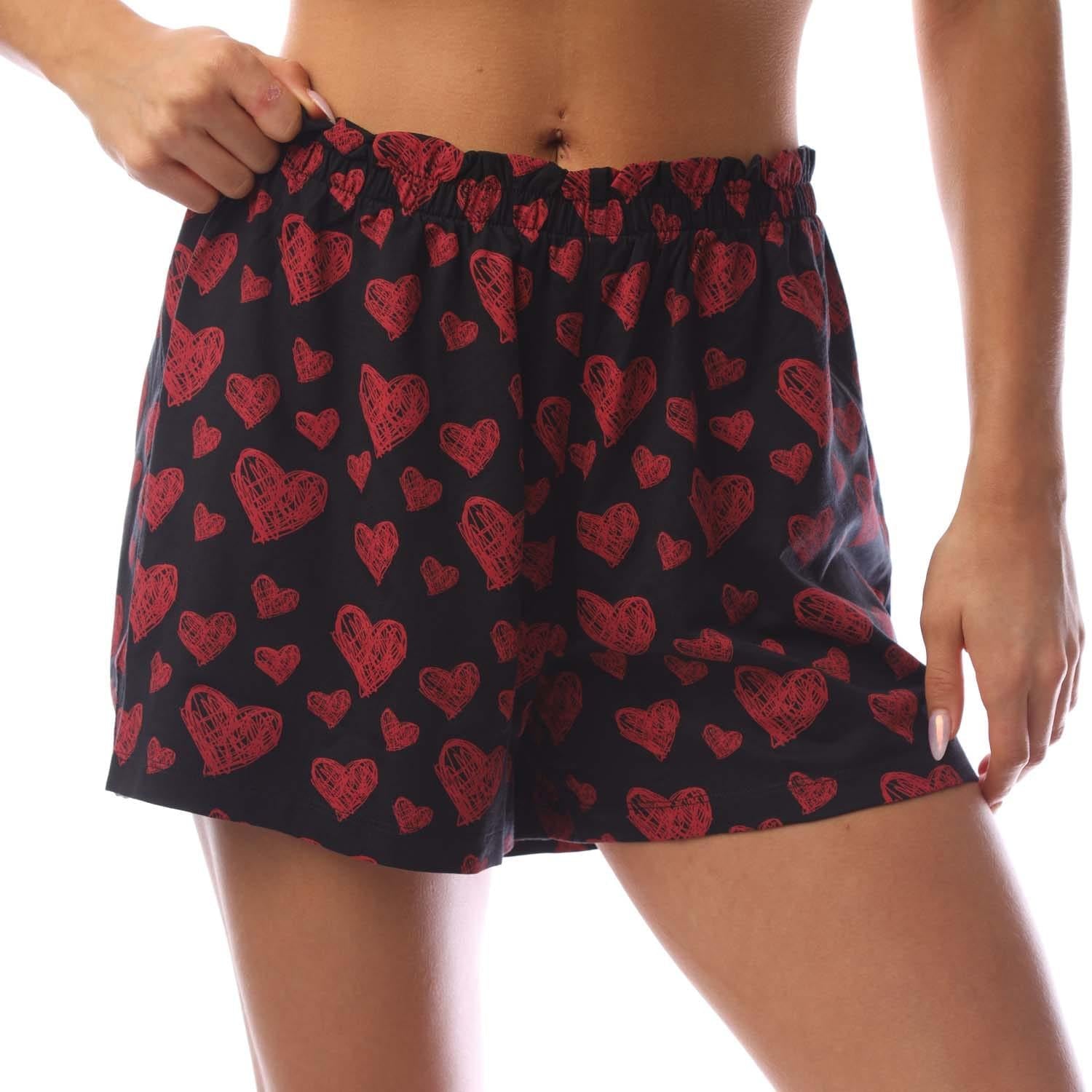 Red-Black - Lifestyle - Hugo Mens Nikka Hearts Pyjama Shorts