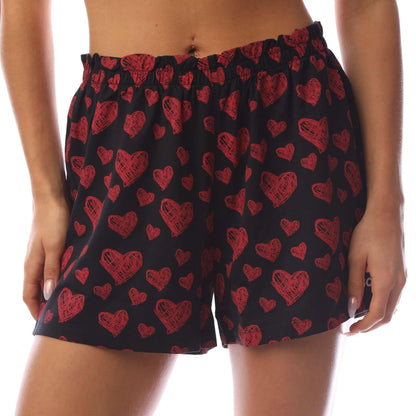 Red-Black - Front - Hugo Mens Nikka Hearts Pyjama Shorts