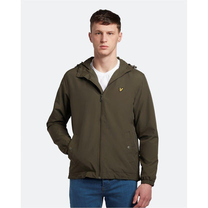 Olive - Front - Lyle & Scott Mens Water Resistant Hooded Jacket