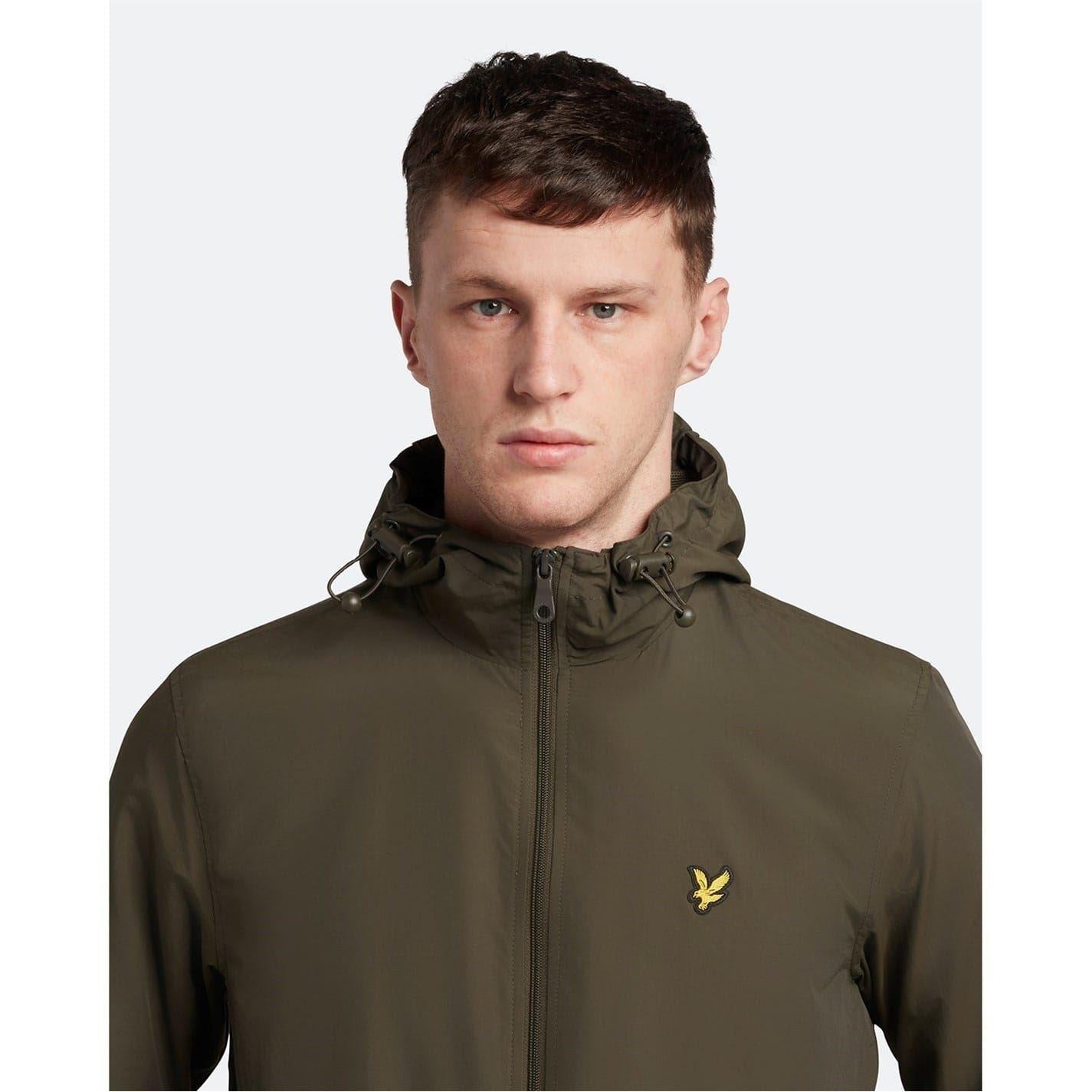Olive - Back - Lyle & Scott Mens Water Resistant Hooded Jacket
