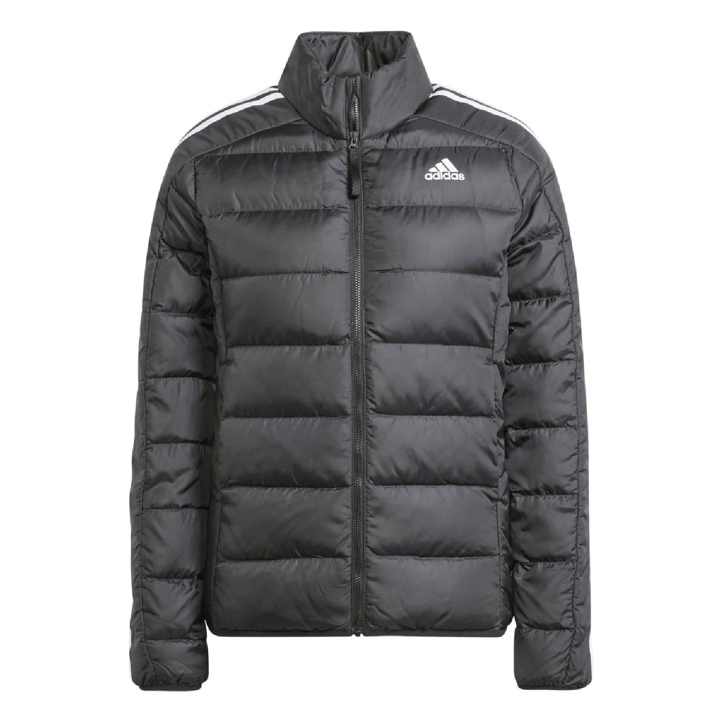 Black - Back - Adidas Womens-Ladies Essential 3 Stripes Down Lightweight Jacket