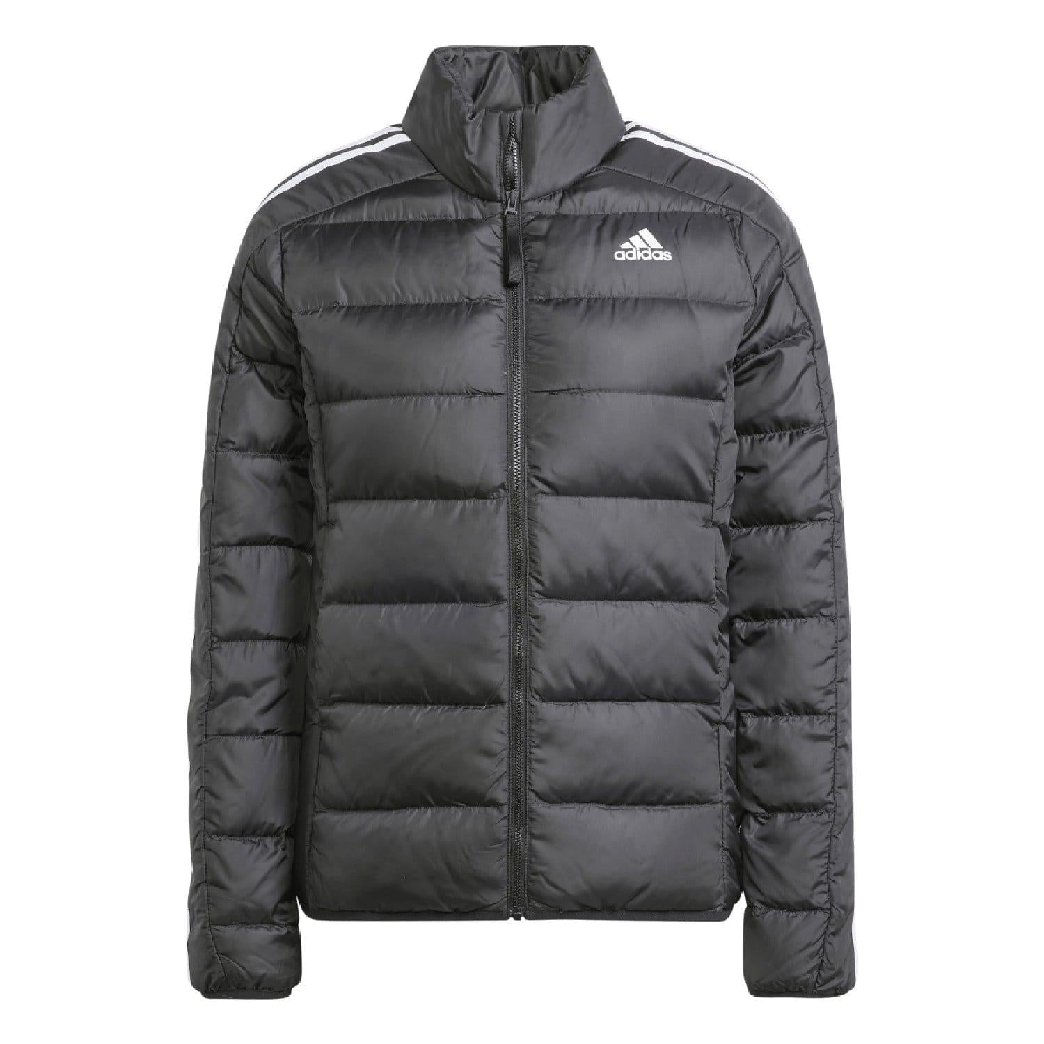 Black - Back - Adidas Womens-Ladies Essential 3 Stripes Down Lightweight Jacket