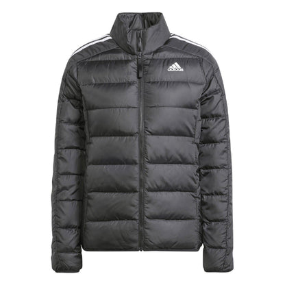 Black - Back - Adidas Womens-Ladies Essential 3 Stripes Down Lightweight Jacket