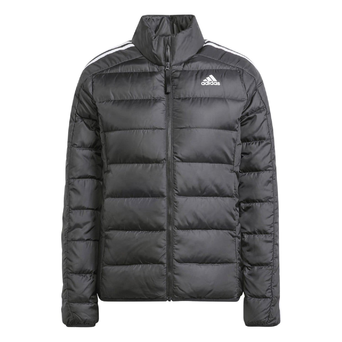 Black - Front - Adidas Womens-Ladies Essential 3 Stripes Down Lightweight Jacket