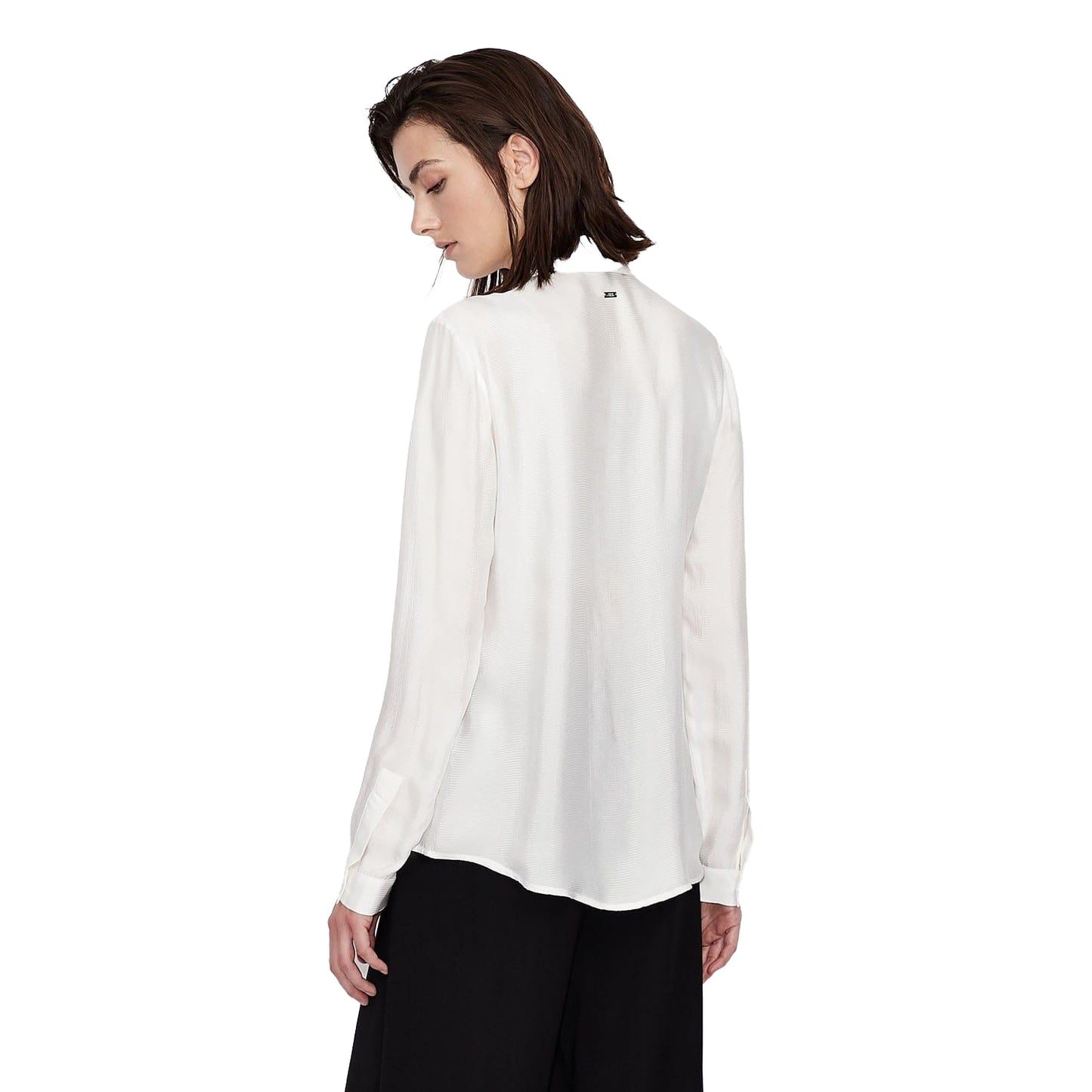 White - Back - Armani Exchange Womens-Ladies Plain Soft Touch Shirt