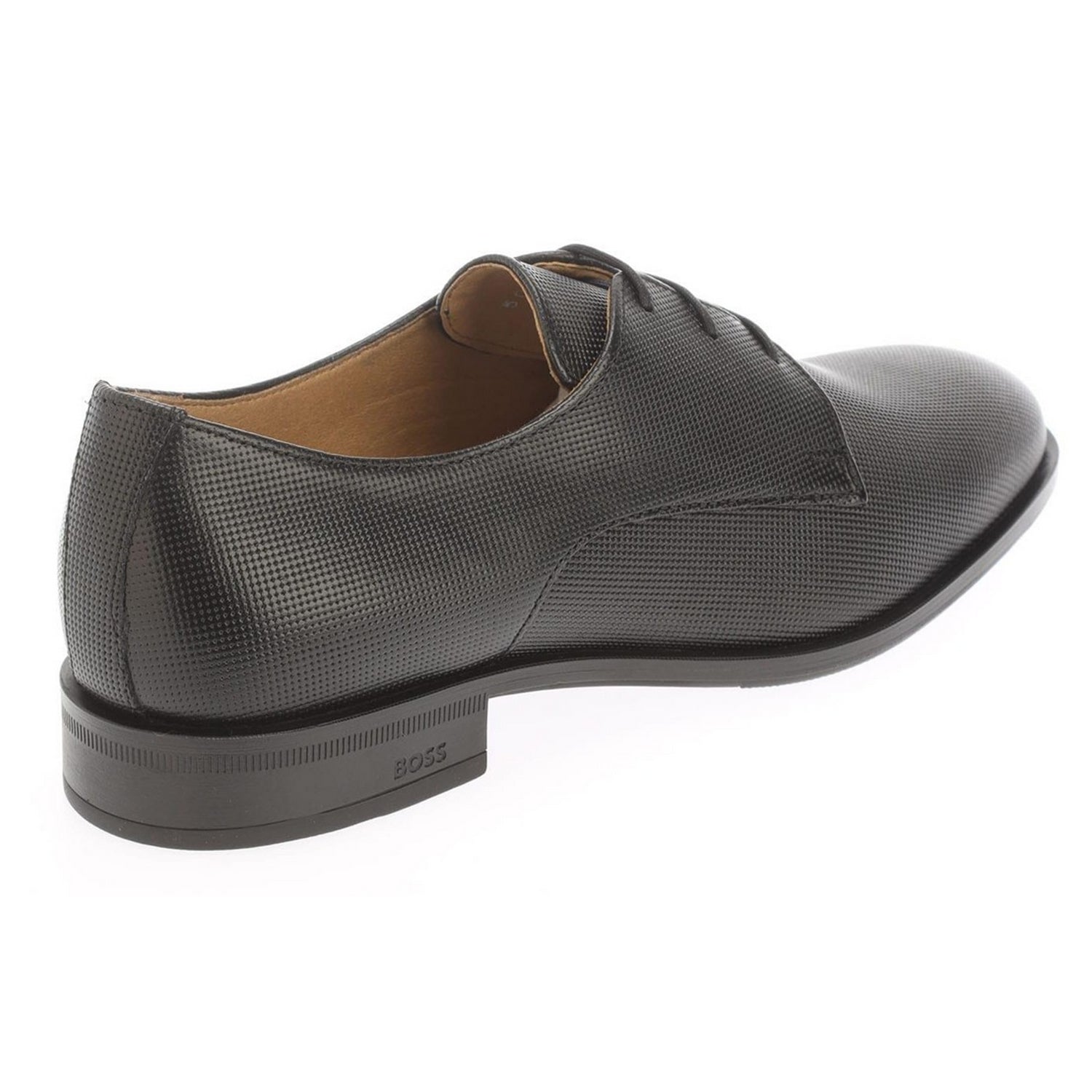 Black - Back - Boss Mens Colby Leather Derby Shoes