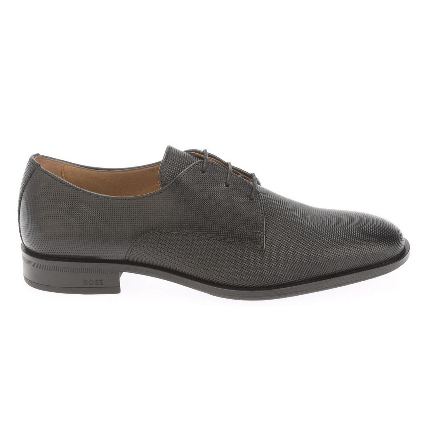 Black - Side - Boss Mens Colby Leather Derby Shoes