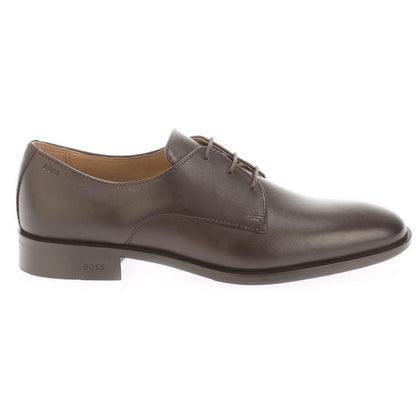 Brown - Side - Boss Mens Colby Leather Derby Shoes