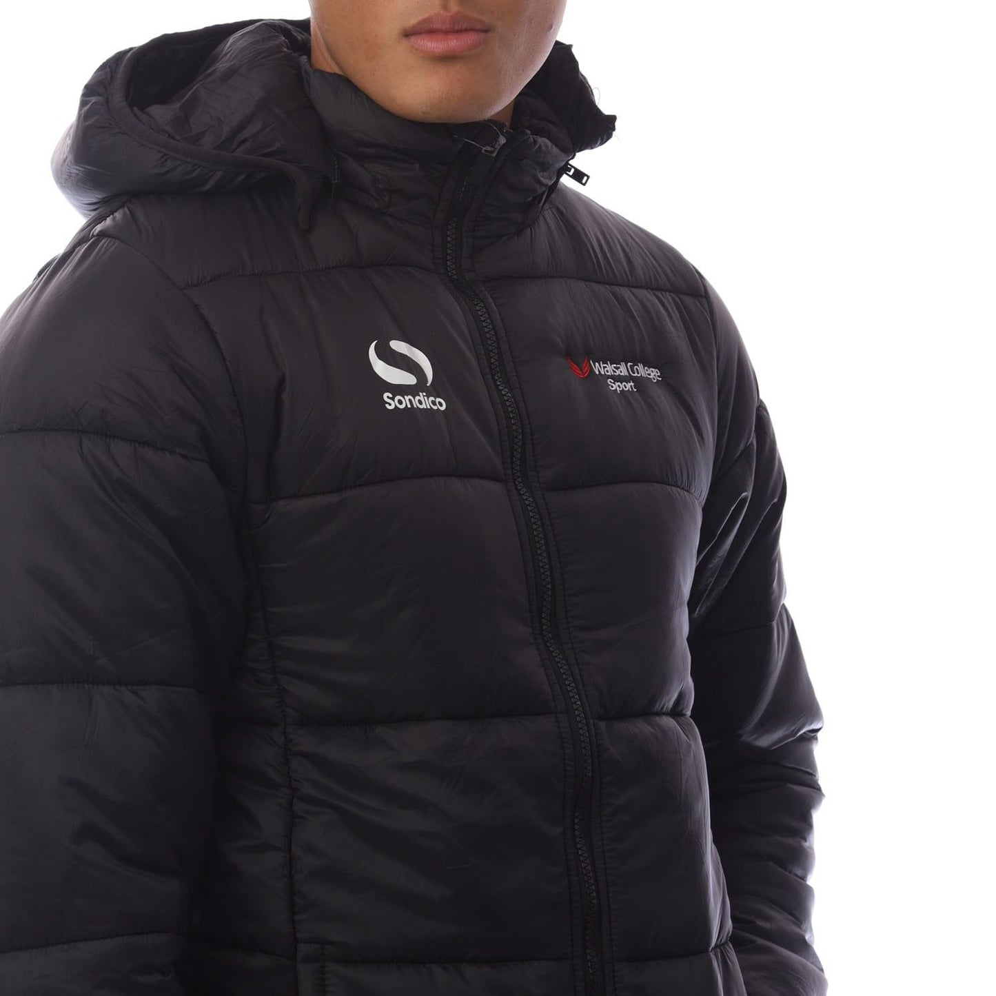 Black - Side - Sondico Mens Plain Padded Jacket