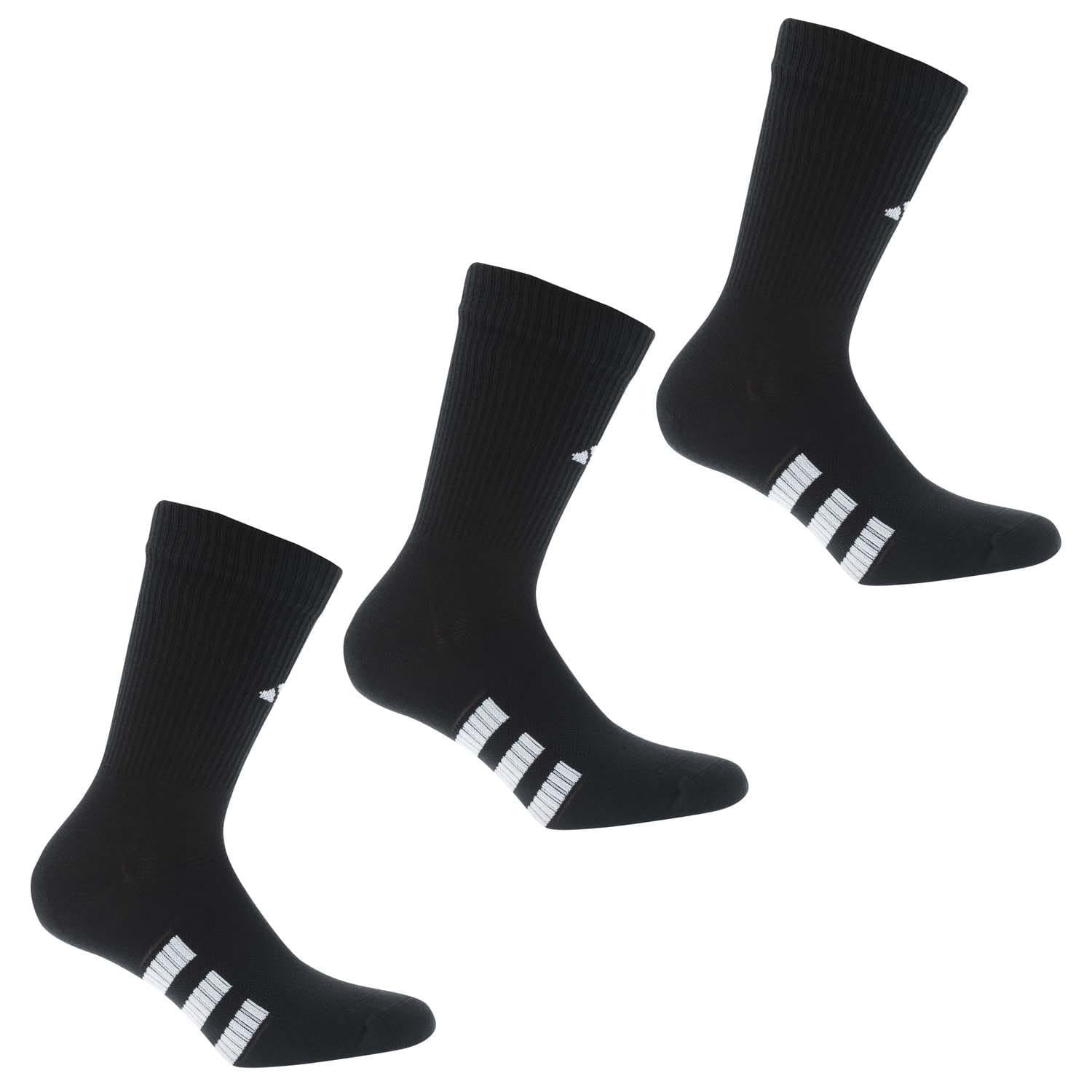 Black - Front - Adidas Mens Performance Cushioned Crew Socks (Pack of 3)