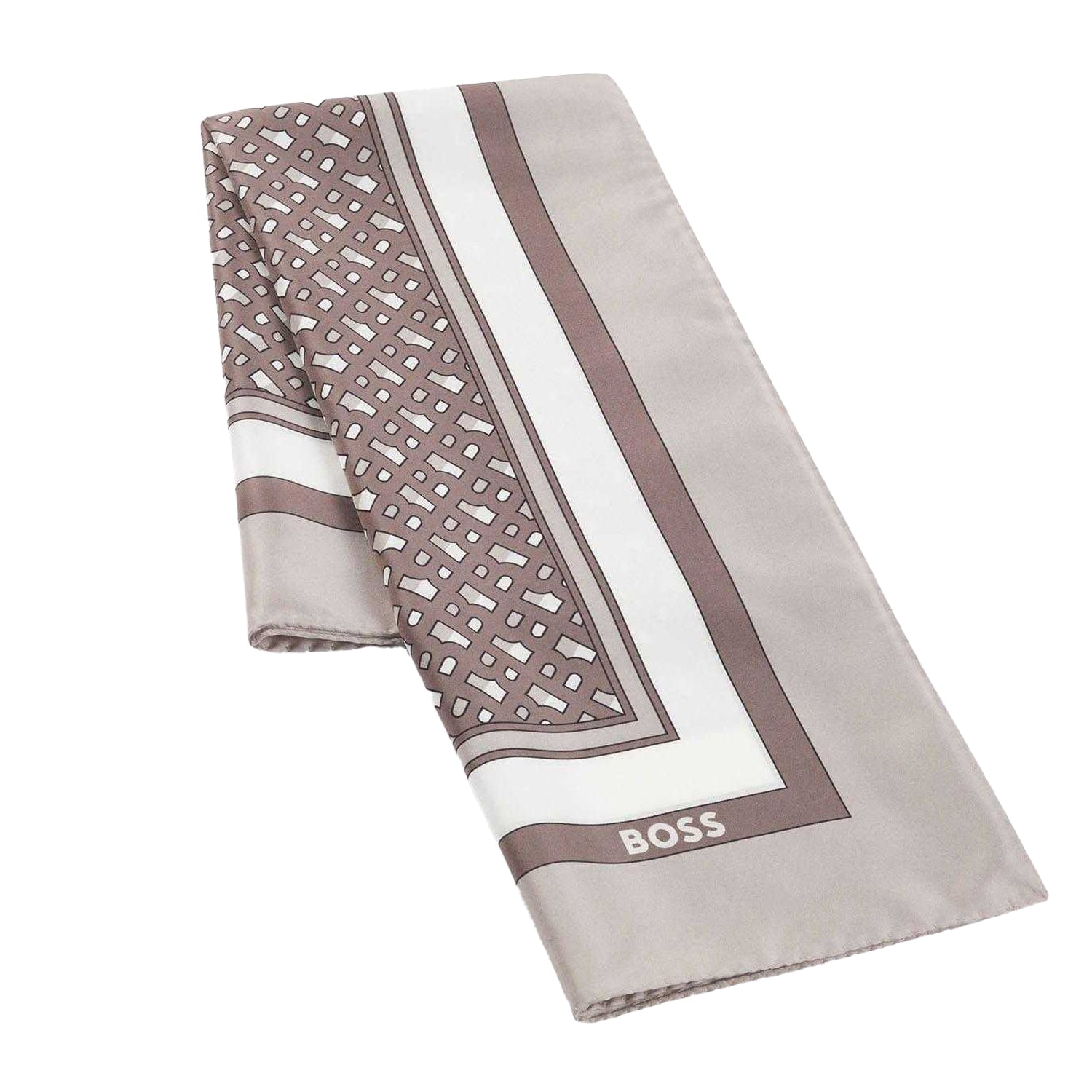 Brown - Back - Boss Lainy Silk Scarf