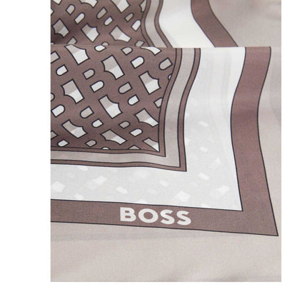 Brown - Side - Boss Lainy Silk Scarf