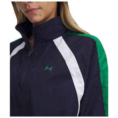 Blue-Green-White - Side - Under Armour Womens-Ladies Icon Crinkle Jacket