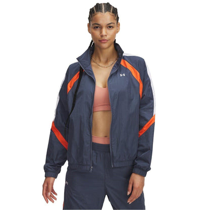 Grey - Front - Under Armour Womens-Ladies Icon Crinkle Jacket